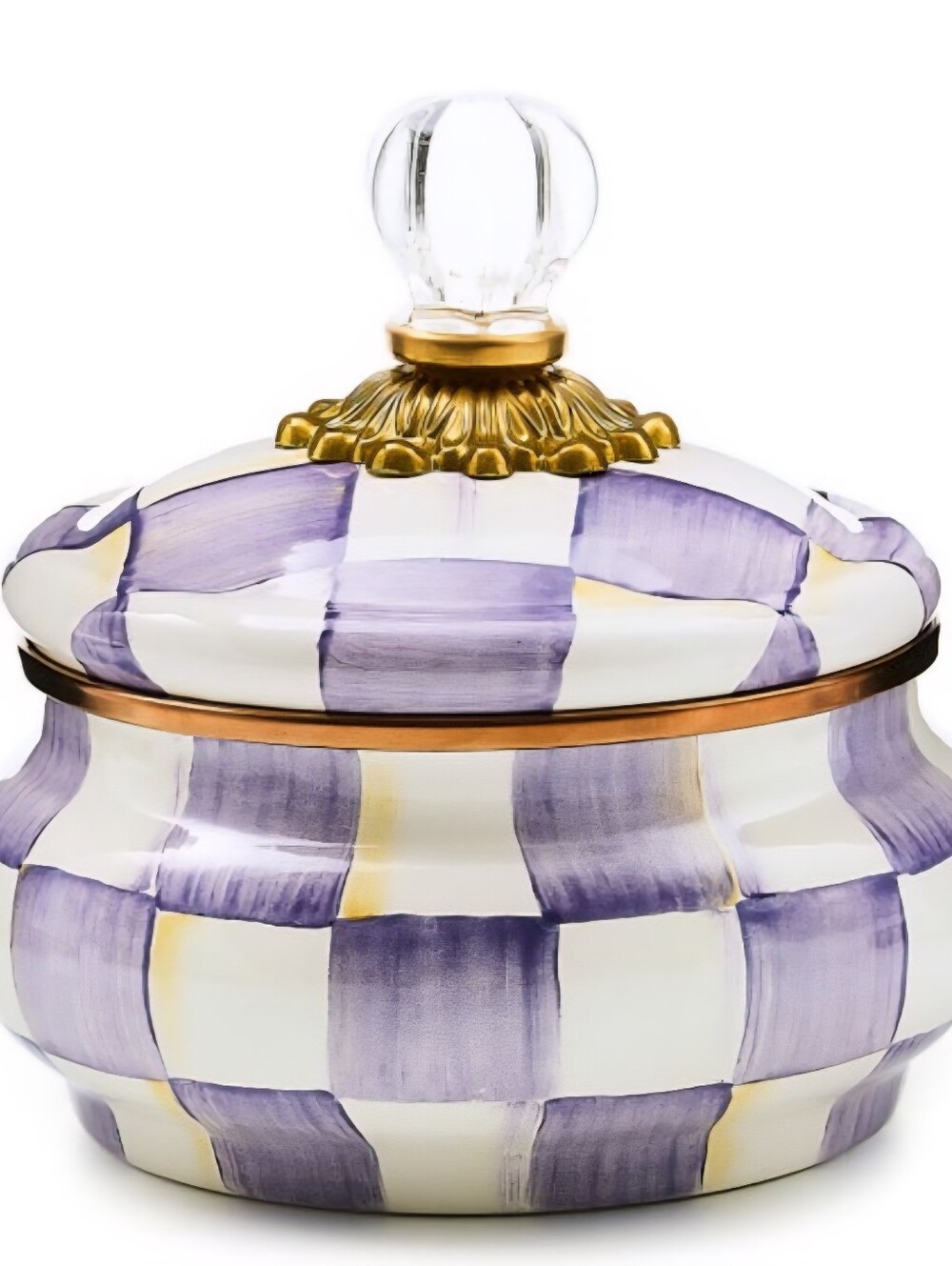 NEW!!! MacKenzie- Childs Violet Check Squashed Pot
